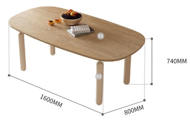 GUDRID SHERATON Scandinavian French Solid Wood Dining Table