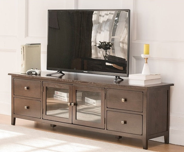 FENIA SHERATON Scandinavian American Solid Wood Glass TV Console