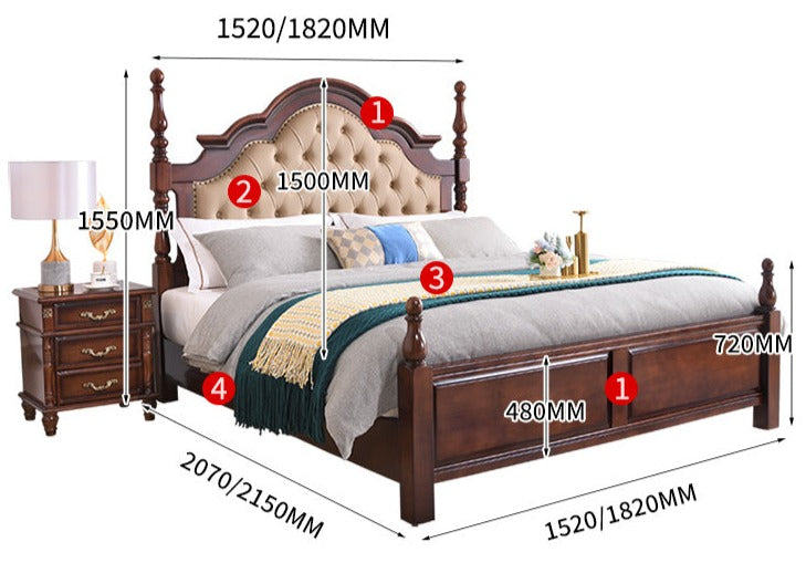 HAAKON COURTYARD French Victorian Colonial American Solid Wood Bed Frame