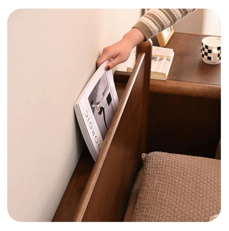 RAMONA SHERATON Solid Wood Modern Scandinavian Bed Frame Walnut Gray Black Colour