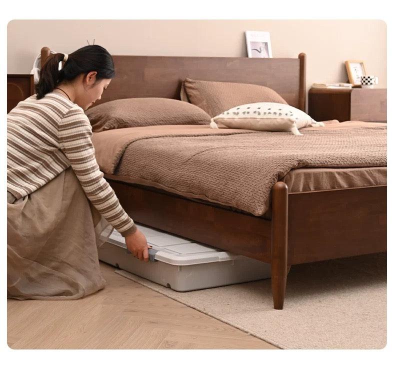 RAMONA SHERATON Solid Wood Modern Scandinavian Bed Frame Walnut Gray Black Colour