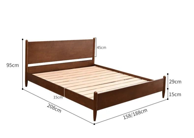 RAMONA SHERATON Solid Wood Modern Scandinavian Bed Frame Walnut Gray Black Colour
