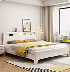 CILIAN HILTON American Solid Wood White 3 Size Bed Frame Scandinavian Style