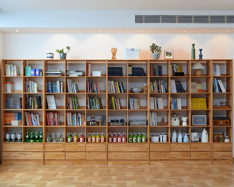 ARIS WESTIN American Solid Wood Partitioned Multi Size Bookshelf Japandi Design