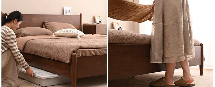 RAMONA SHERATON Solid Wood Modern Scandinavian Bed Frame Walnut Gray Black Colour