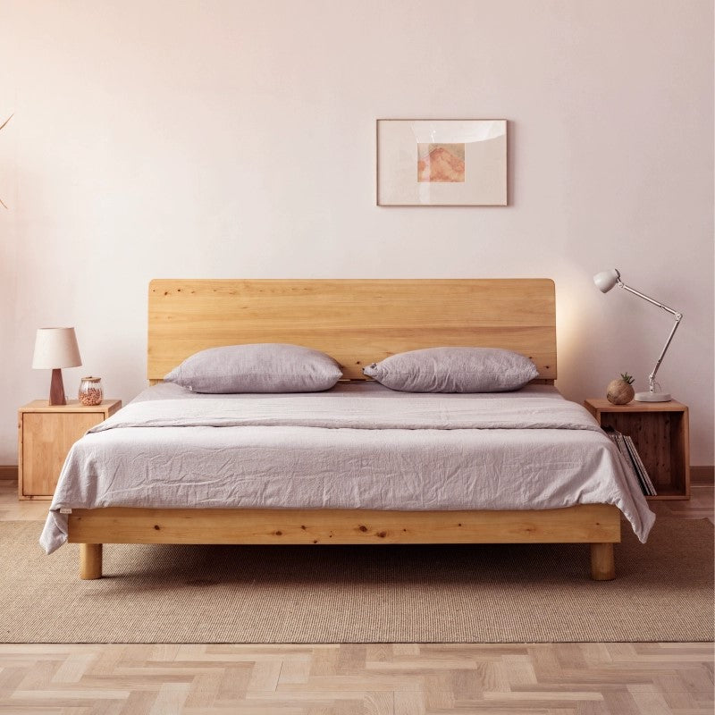 BJORN HILTON American Solid Wood Japandi Design Low Height Double Bed Frame
