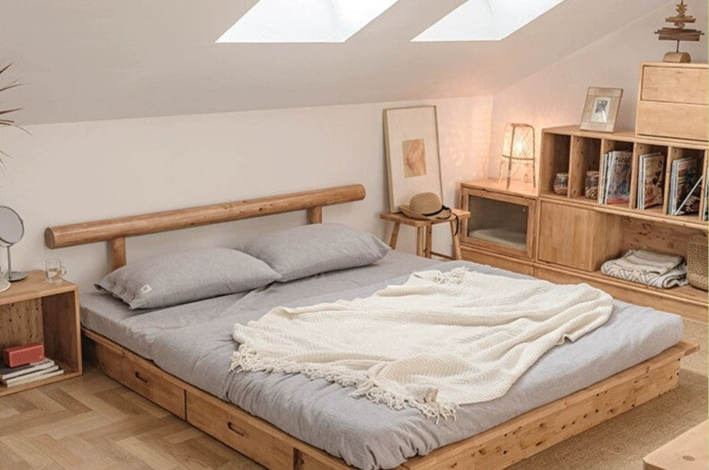 BOWEN HILTON American Solid Wood Low Bed Frame 2 Size Japandi Design