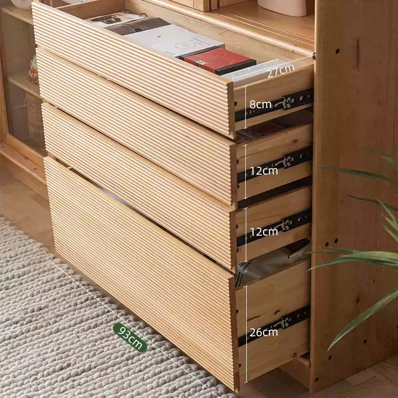 BRIAR WESTIN American Solid Wood Glass Sliding Door Assorted Bookcase Scandinavian Style