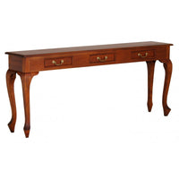 Queen Anna Solid Wood Timber 3 Drawer 180cm French Console Sofa Table - Hallway TEK168 ST 003 QA ( Picture Illustration for Reference Only )