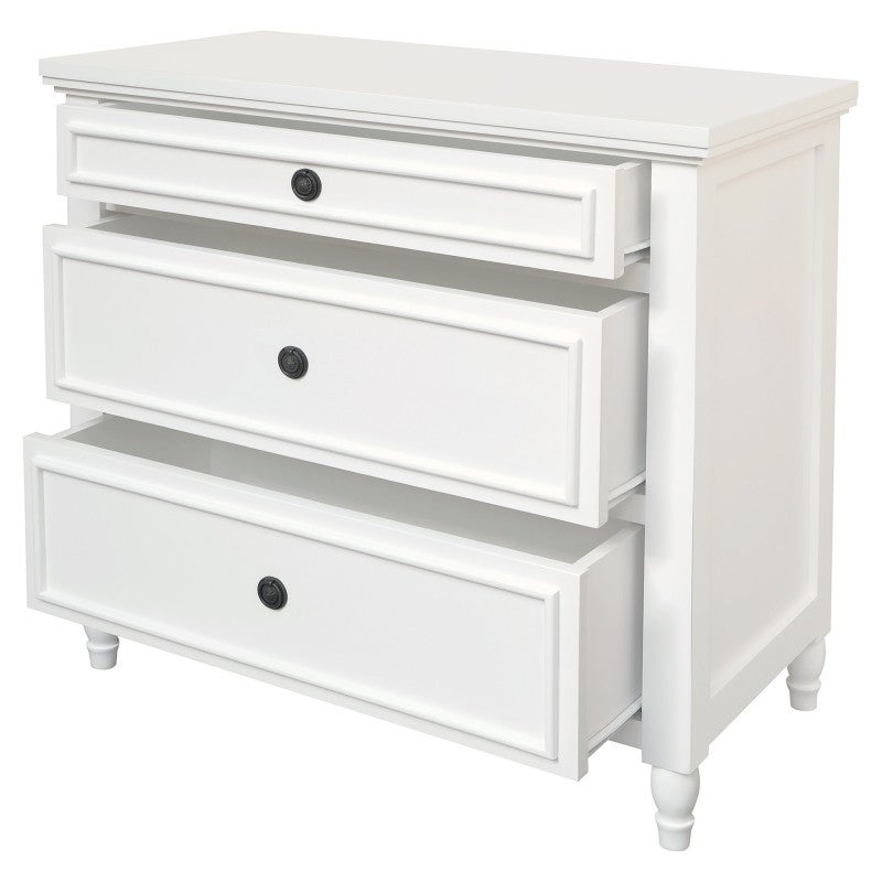 RADISSON Beau Teak Timber 3 Chest of Drawer Dresser, White