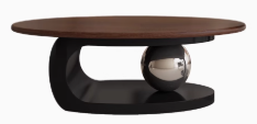 AZARIA REGENCY American Solid Wood Wabi Sabi Oval Coffee Tea Table Nordic Style