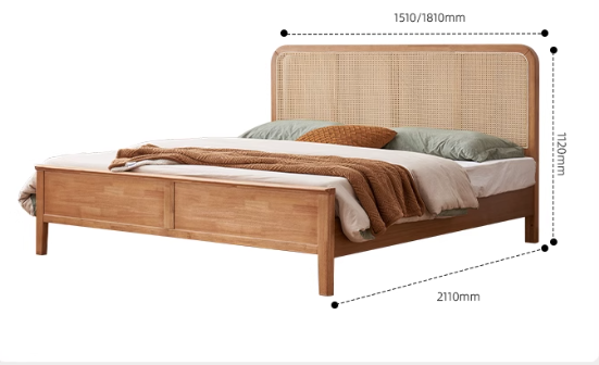 AURELIA COURTYARD Japandi Design American Solid Wood Rattan Bed Frame
