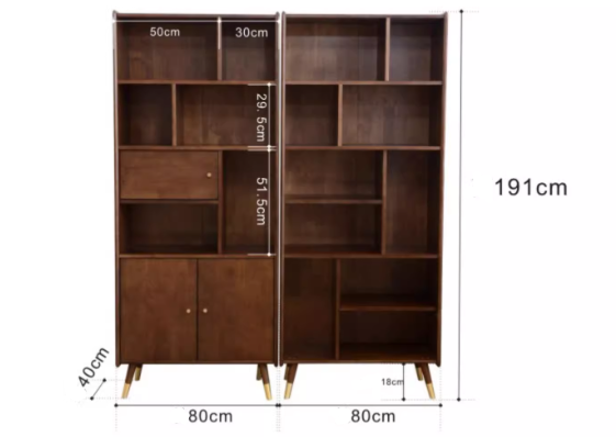 ARLETH COURTYARD Japandi Design American Solid Wood Walnut 2 Style Bookshelf