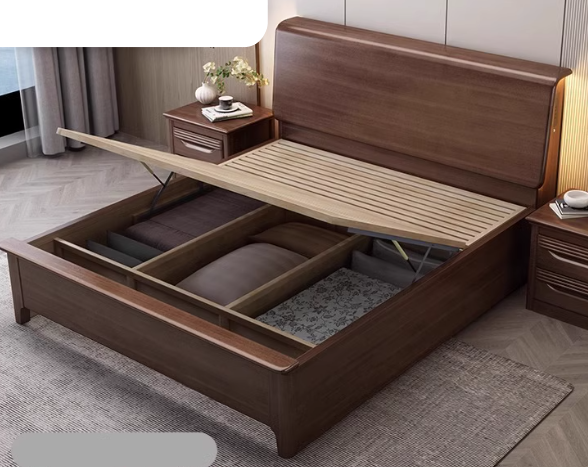AMADEUS HILTON American Solid Wood Walnut Bed Frame Modern Dutch Style