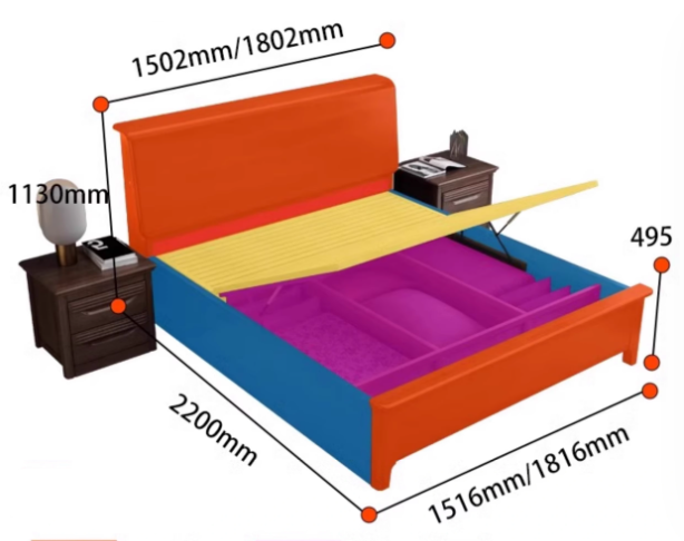 AMADEUS HILTON American Solid Wood Walnut Bed Frame Modern Dutch Style