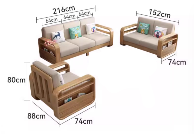 ALANYS COURTYARD Scandinavian Design American Solid Wood Sofa Set