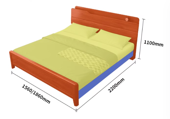 AMIEL HILTON Scandinavian Design American Solid Wood Walnut Bed Frame Queen King Size