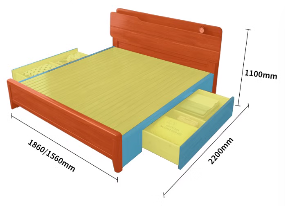 AMIEL HILTON Scandinavian Design American Solid Wood Walnut Bed Frame Queen King Size