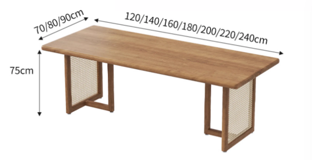 ANAROSA COURTYARD American Solid Wood Rattan Dining Table Japandi Design