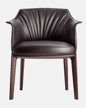 BEV COURTYARD Italian Style American Solid Wood Leather Dining Chair