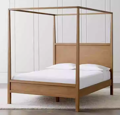 AUREO HILTON Nordic Style American Solid Wood Queen King Size Canopy Bed Frame