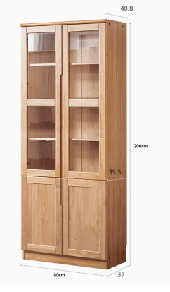 AYANI WESTIN Japandi Style American Solid Wood Glass Window Tall Modular Assorted Bookshelf