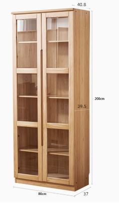 AYANI WESTIN Japandi Style American Solid Wood Glass Window Tall Modular Assorted Bookshelf