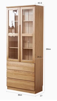 AYANI WESTIN Japandi Style American Solid Wood Glass Window Tall Modular Assorted Bookshelf