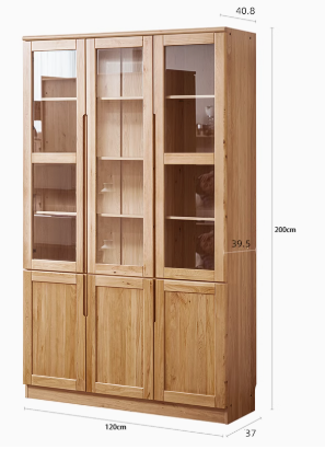 AYANI WESTIN Japandi Style American Solid Wood Glass Window Tall Modular Assorted Bookshelf