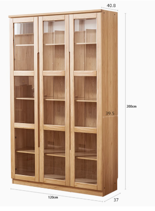 AYANI WESTIN Japandi Style American Solid Wood Glass Window Tall Modular Assorted Bookshelf