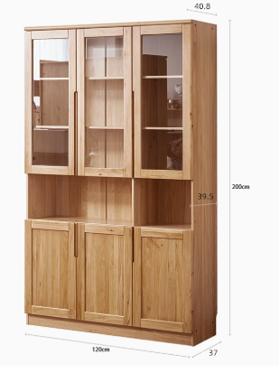 AYANI WESTIN Japandi Style American Solid Wood Glass Window Tall Modular Assorted Bookshelf