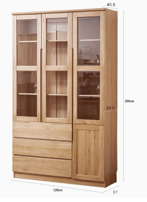 AYANI WESTIN Japandi Style American Solid Wood Glass Window Tall Modular Assorted Bookshelf