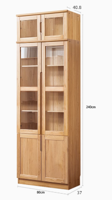 AYANI WESTIN Japandi Style American Solid Wood Glass Window Tall Modular Assorted Bookshelf