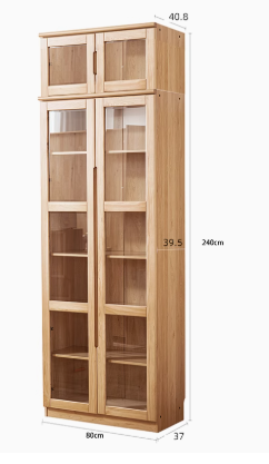 AYANI WESTIN Japandi Style American Solid Wood Glass Window Tall Modular Assorted Bookshelf