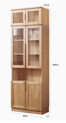 AYANI WESTIN Japandi Style American Solid Wood Glass Window Tall Modular Assorted Bookshelf