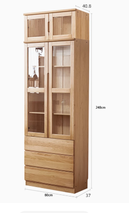 AYANI WESTIN Japandi Style American Solid Wood Glass Window Tall Modular Assorted Bookshelf
