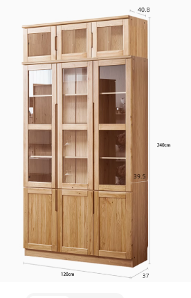 AYANI WESTIN Japandi Style American Solid Wood Glass Window Tall Modular Assorted Bookshelf