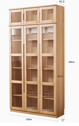 AYANI WESTIN Japandi Style American Solid Wood Glass Window Tall Modular Assorted Bookshelf