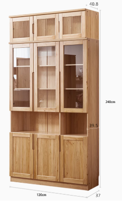 AYANI WESTIN Japandi Style American Solid Wood Glass Window Tall Modular Assorted Bookshelf
