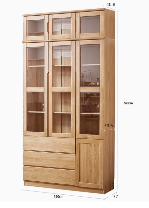 AYANI WESTIN Japandi Style American Solid Wood Glass Window Tall Modular Assorted Bookshelf