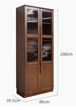 AYANI WESTIN Japandi Style American Solid Wood Glass Window Tall Modular Assorted Bookshelf
