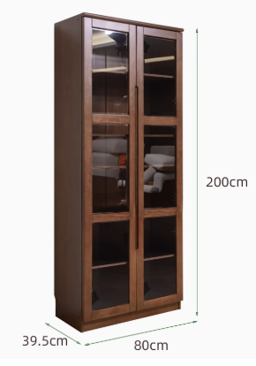 AYANI WESTIN Japandi Style American Solid Wood Glass Window Tall Modular Assorted Bookshelf
