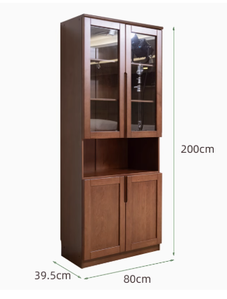 AYANI WESTIN Japandi Style American Solid Wood Glass Window Tall Modular Assorted Bookshelf