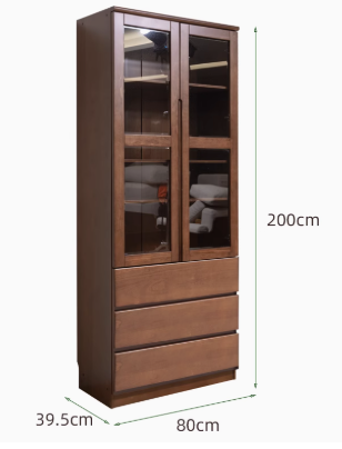 AYANI WESTIN Japandi Style American Solid Wood Glass Window Tall Modular Assorted Bookshelf