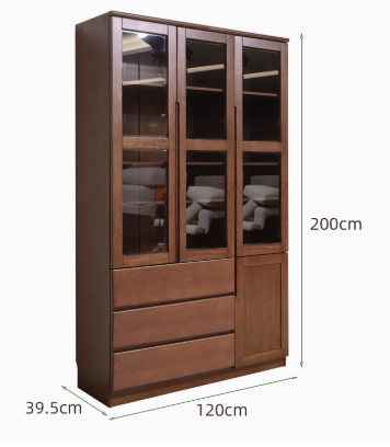 AYANI WESTIN Japandi Style American Solid Wood Glass Window Tall Modular Assorted Bookshelf