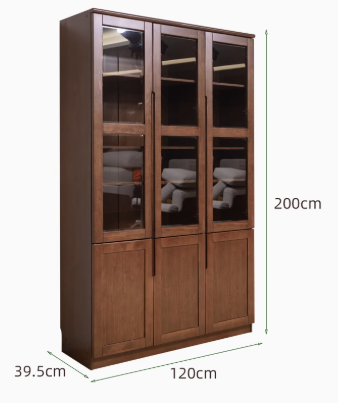 AYANI WESTIN Japandi Style American Solid Wood Glass Window Tall Modular Assorted Bookshelf