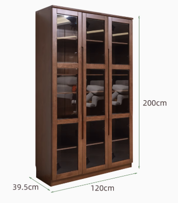 AYANI WESTIN Japandi Style American Solid Wood Glass Window Tall Modular Assorted Bookshelf