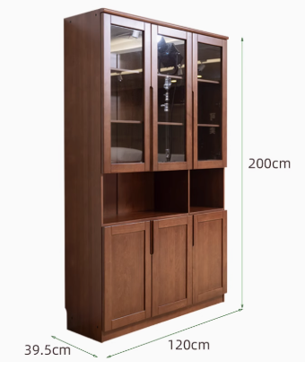 AYANI WESTIN Japandi Style American Solid Wood Glass Window Tall Modular Assorted Bookshelf