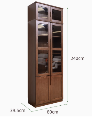 AYANI WESTIN Japandi Style American Solid Wood Glass Window Tall Modular Assorted Bookshelf