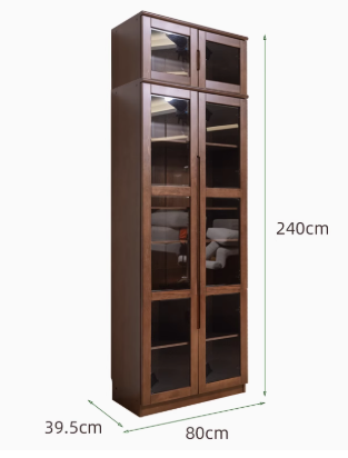 AYANI WESTIN Japandi Style American Solid Wood Glass Window Tall Modular Assorted Bookshelf